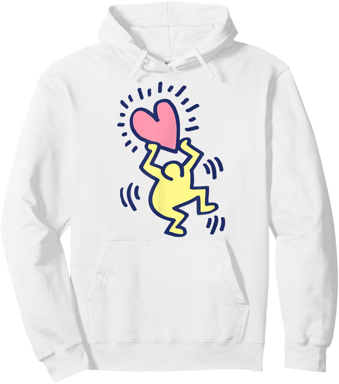 Keith Haring Tanzender Mann mit Herz-Kunstwerk Hoodie - Hoodie | White
