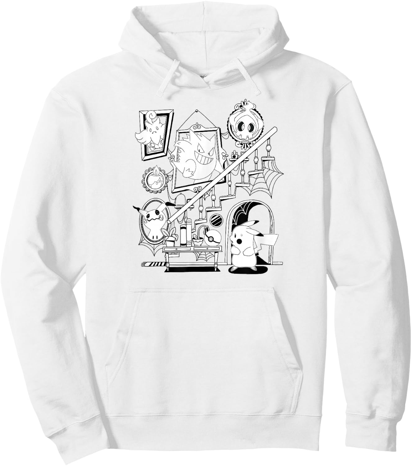 Pokémon - Halloween Orange Gengar Mimikyu Duskull Litwick Hoodie - Hoodie | White