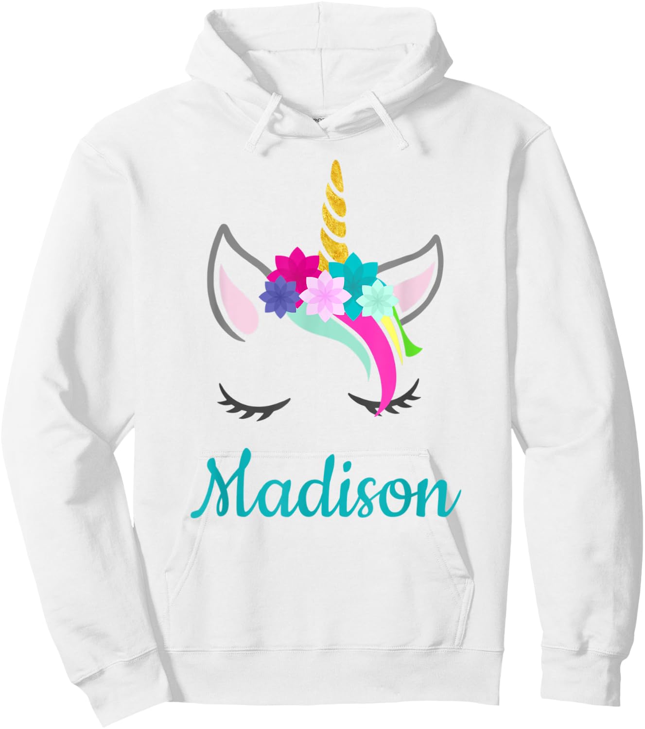 Madison Rainbow Unicorn Name Hoodie - Hoodie | White