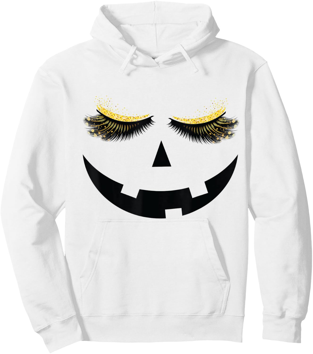 Halloween Pumpkin Beautiful Eyelashes Jack o Lantern Women Hoodie - Hoodie | White