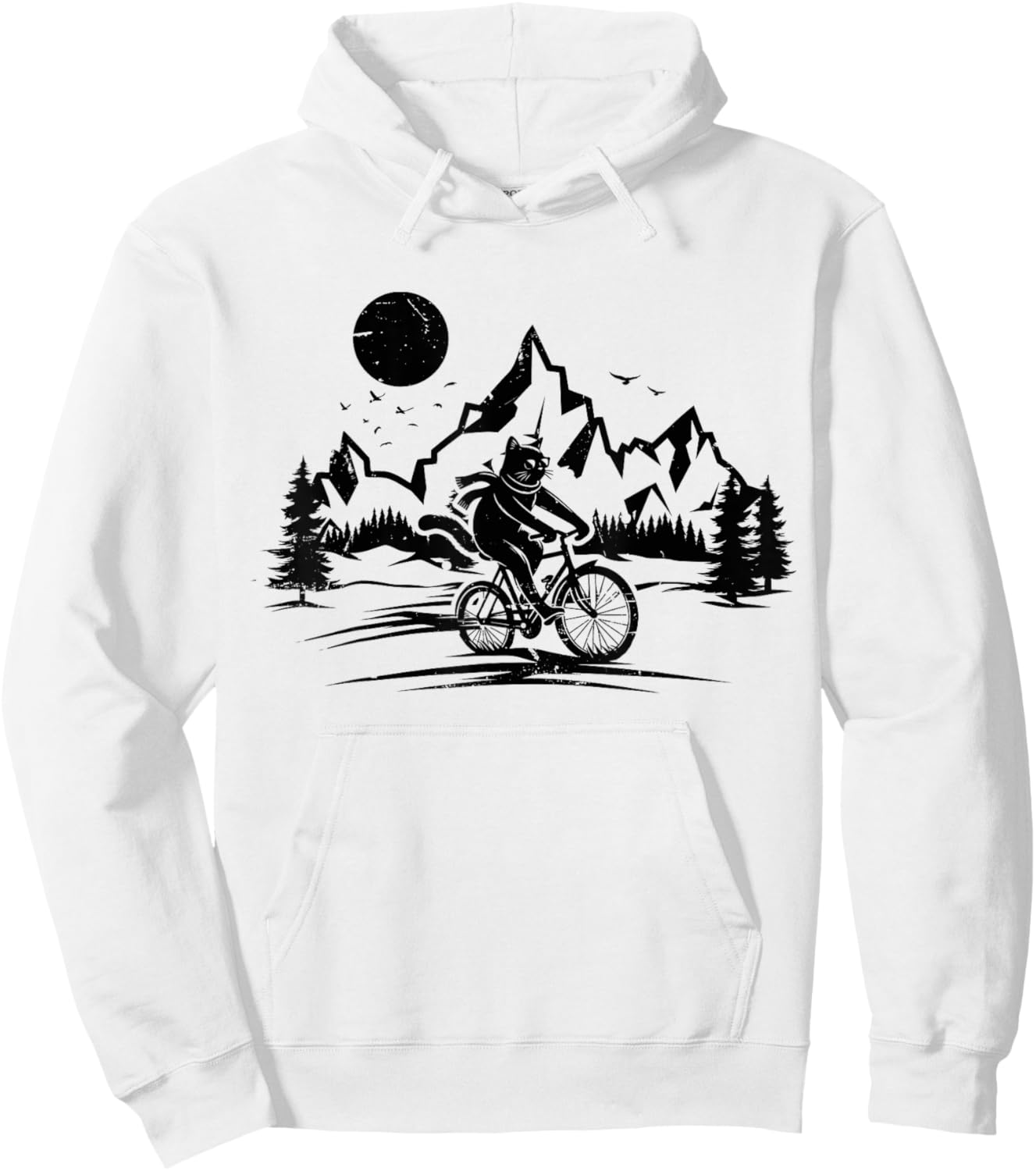 Funny Cat Riding Bicycle Vintage Mountain Biking Cat Biker Men Women Girls Kids Hoodie - Hoodie | White