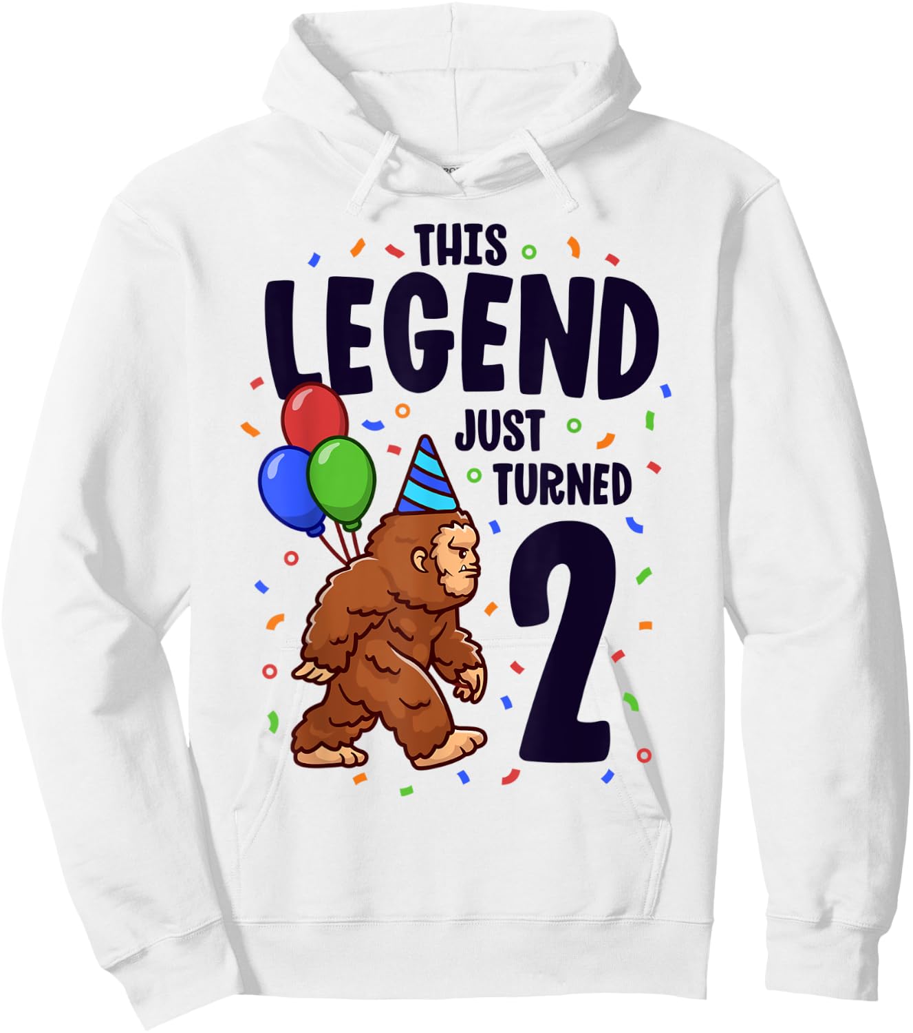 Bigfoot Second Birthday Party 2 Years Old Sasquatch Theme Hoodie - Hoodie | White