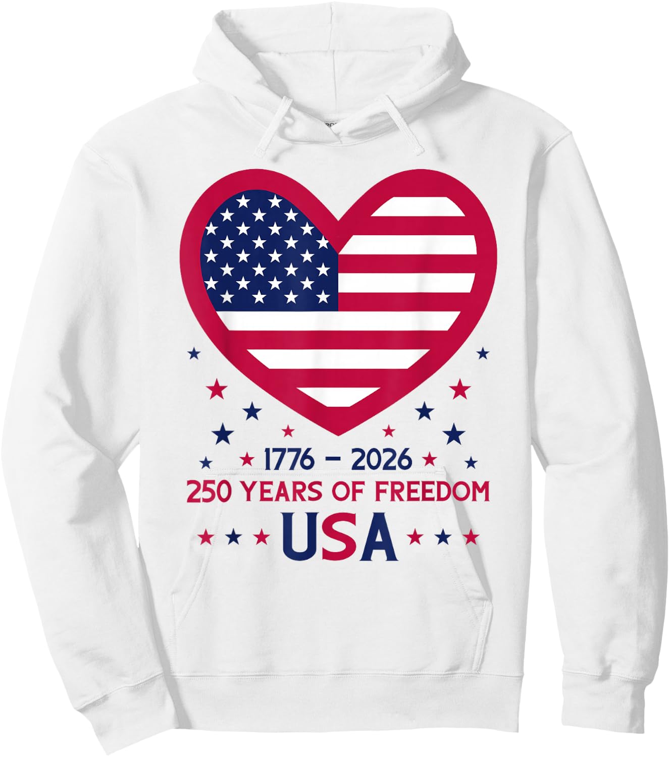 250th Anniversary 1776-2026 USA Heart 250 Years of Freedom Hoodie - Hoodie | White