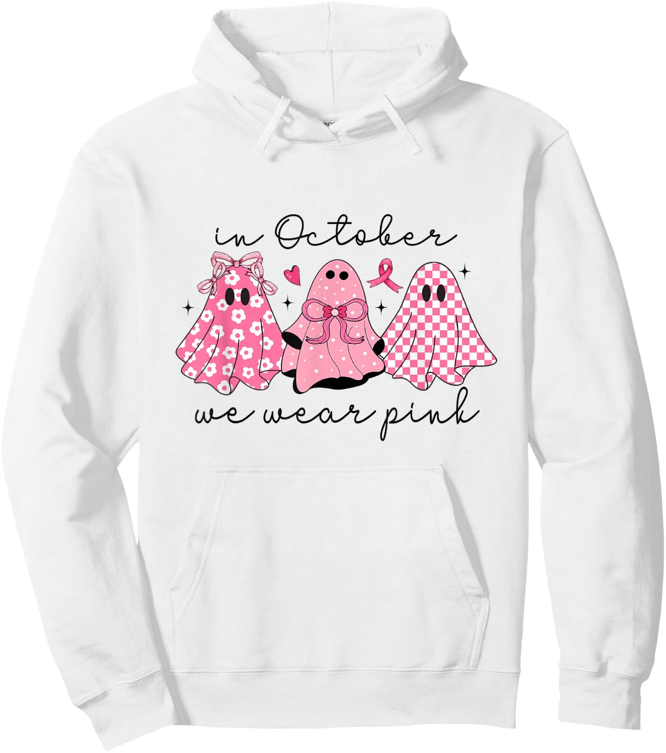 In October We Wear Pink Cute Ghost Women's Hoodie - Hoodie | White