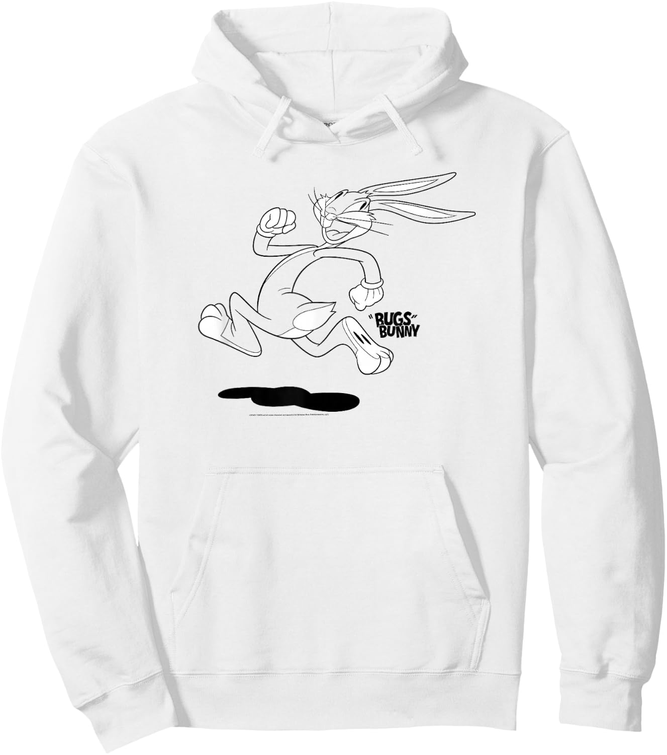 Looney Tunes Bugs Bunny Running Away Simple Outline Hoodie - Hoodie | White