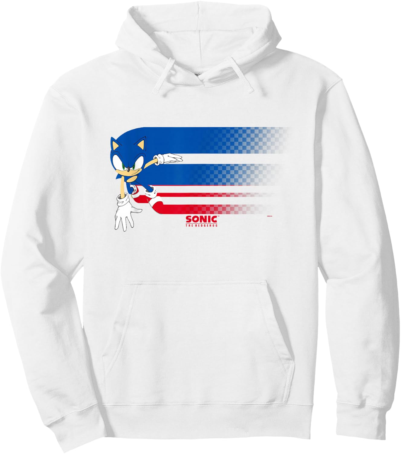 Sonic The Hedgehog Americana Red White & Blue Blurred Trail Hoodie - Hoodie | White