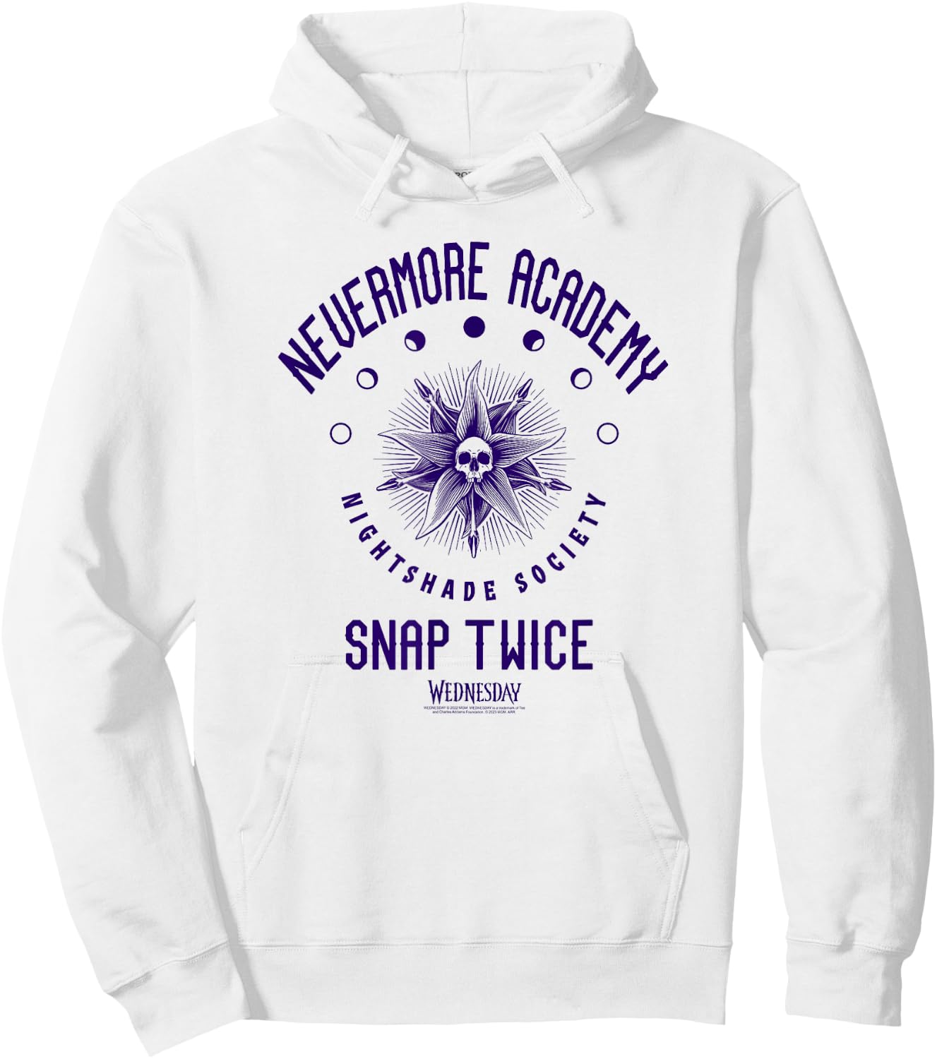 Wednesday Nevermore Academy Snap Twice Celestial Collegiate Hoodie - Hoodie | White