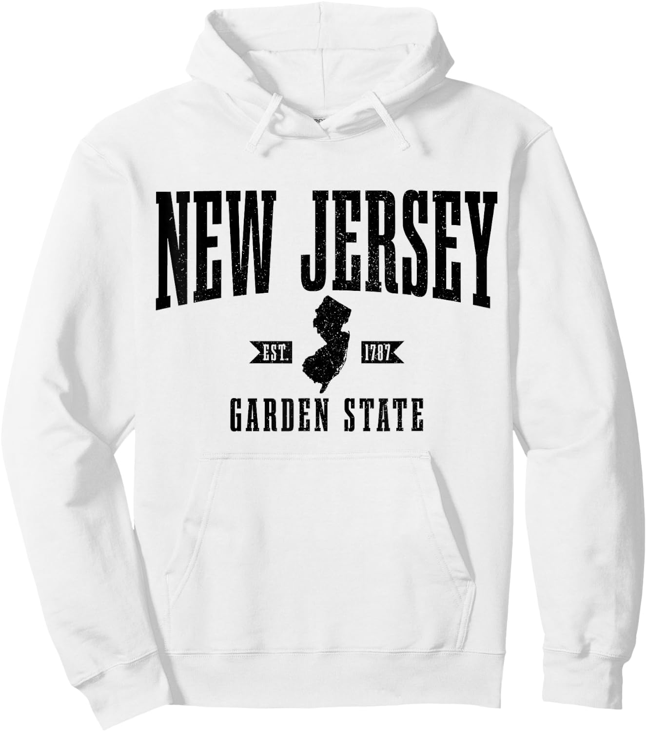 New Jersey Est. 1787 State Map Pride Vintage New Jersey Hoodie - Hoodie | White