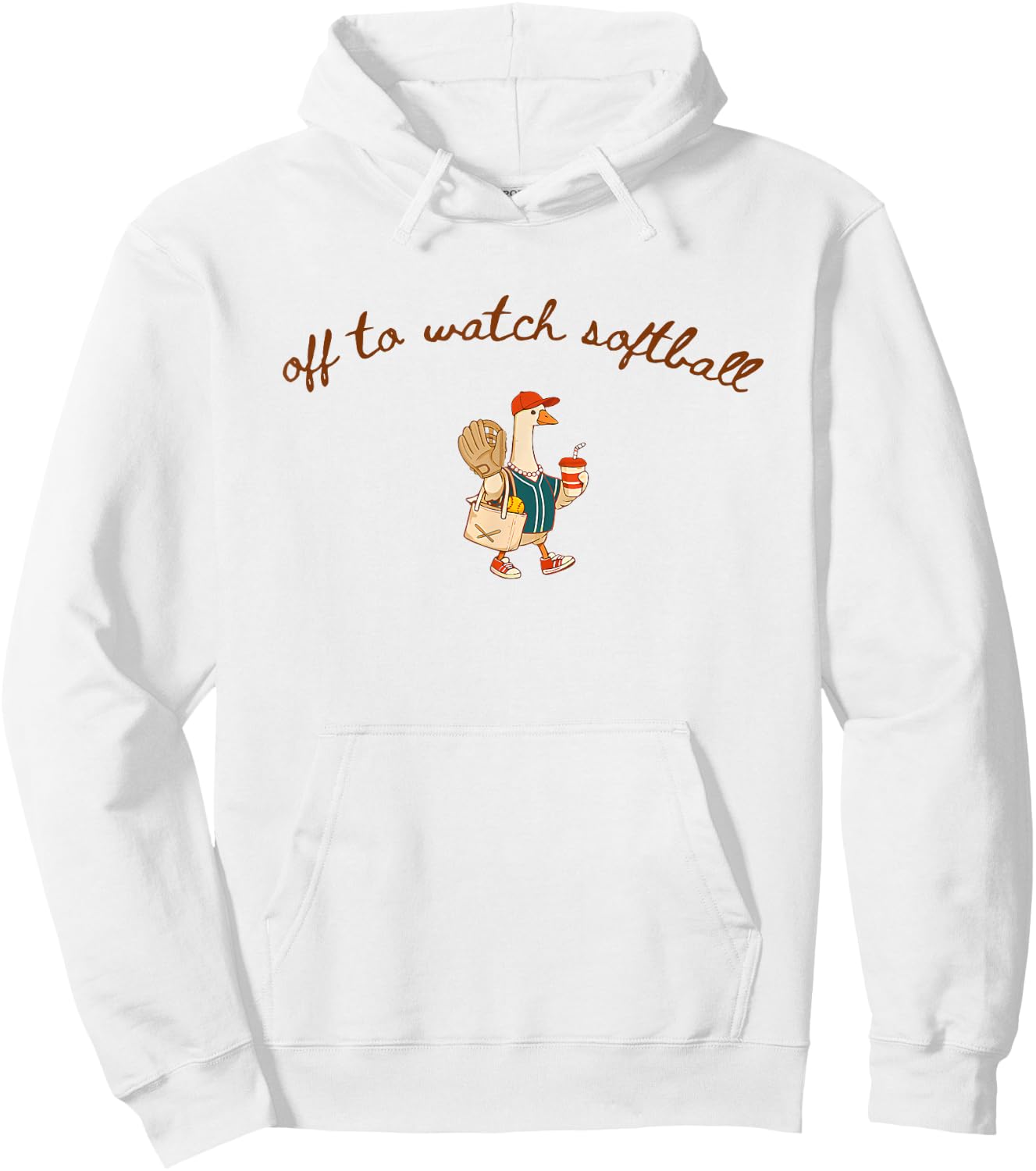 Off to Watch Softball Goose Hoodie - Hoodie | White