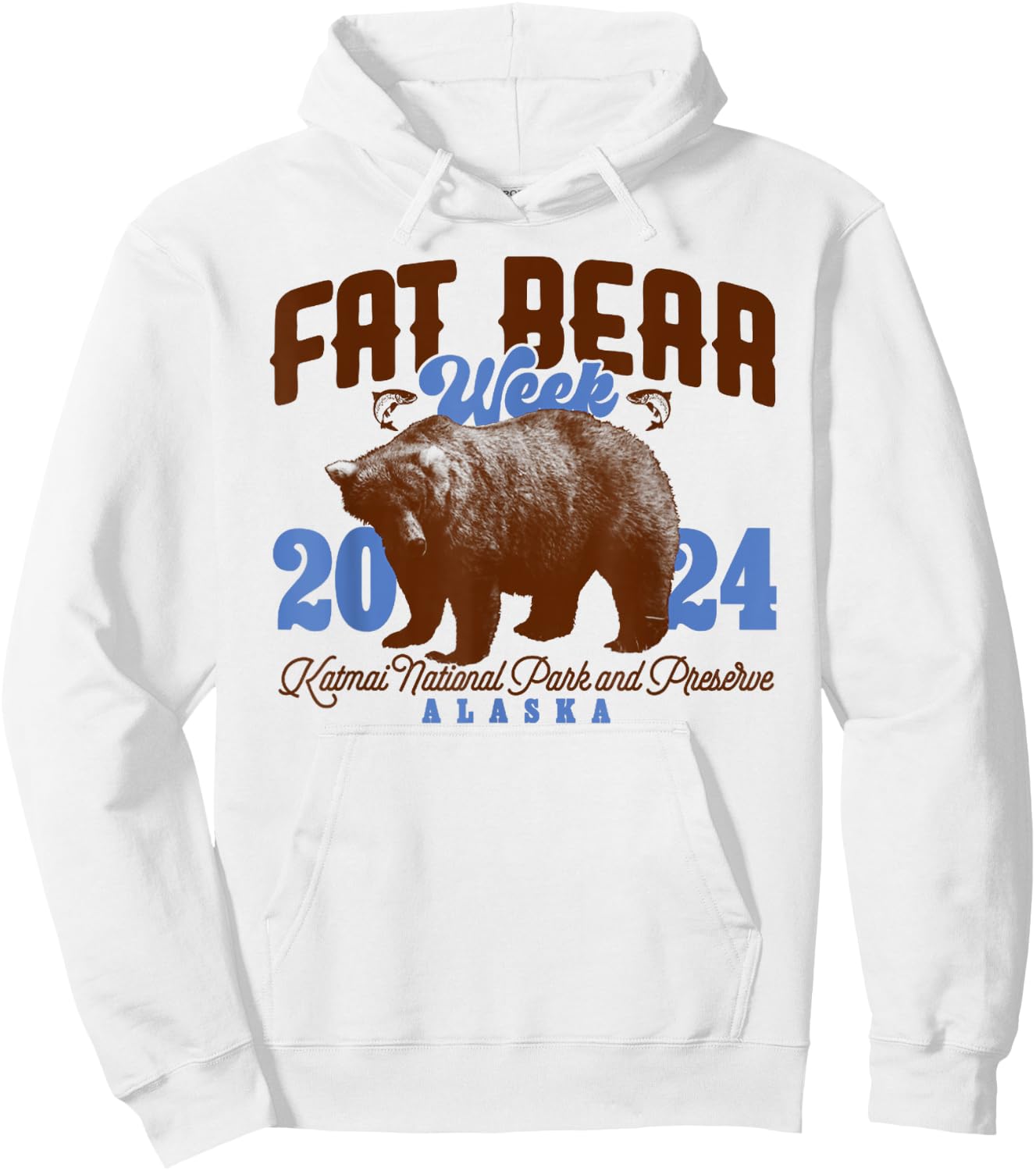 Vintage Fat Bear Week 2024 Funny Bear Meme Animal Hoodie - Hoodie | White