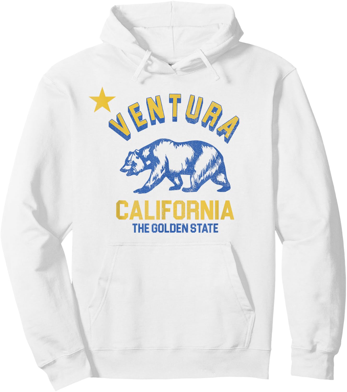 Ventura California Beach Flag Bear Surf CA Vintage Men Women Hoodie - Hoodie | White