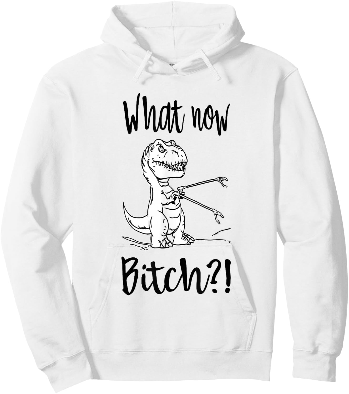 Dinosaurs What Now Bitch Funny Quote Hoodie - Hoodie | White