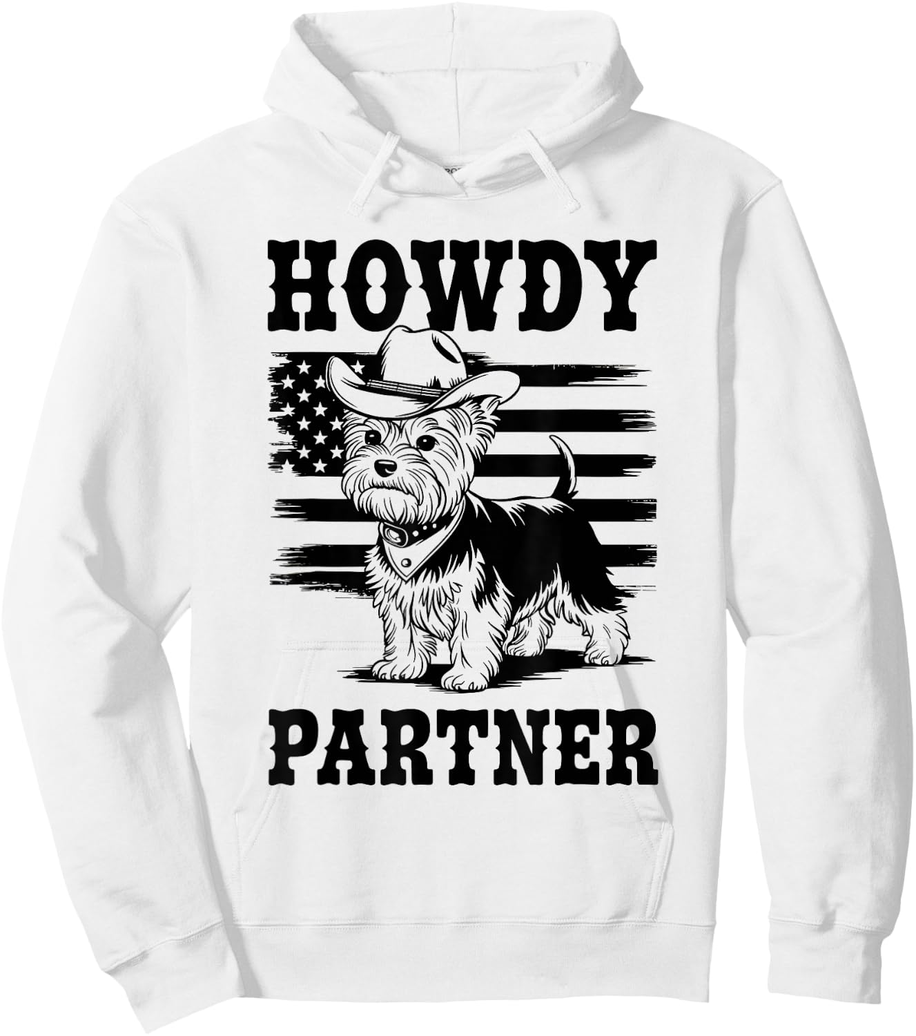Cowboy Yorkshire Terrier Dog Howdy Partner Western Yorkie Hoodie - Hoodie | White