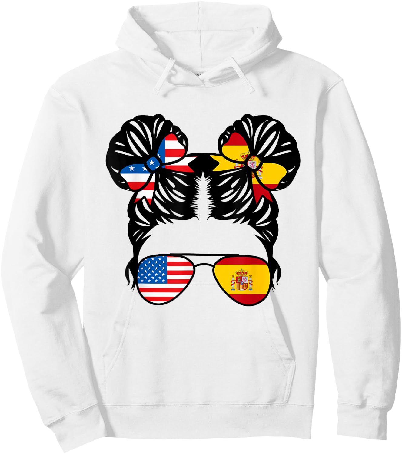 Half American Half Spanish Girl USA Spain Flag Patriot Hoodie - Hoodie | White