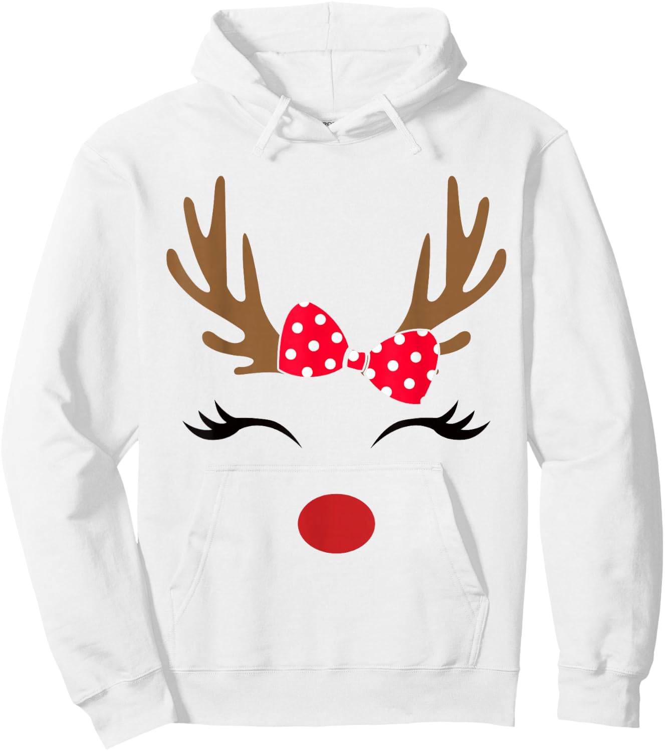 Reindeer Face Glasses Leopard Christmas Costume Girls Hoodie - Hoodie | White