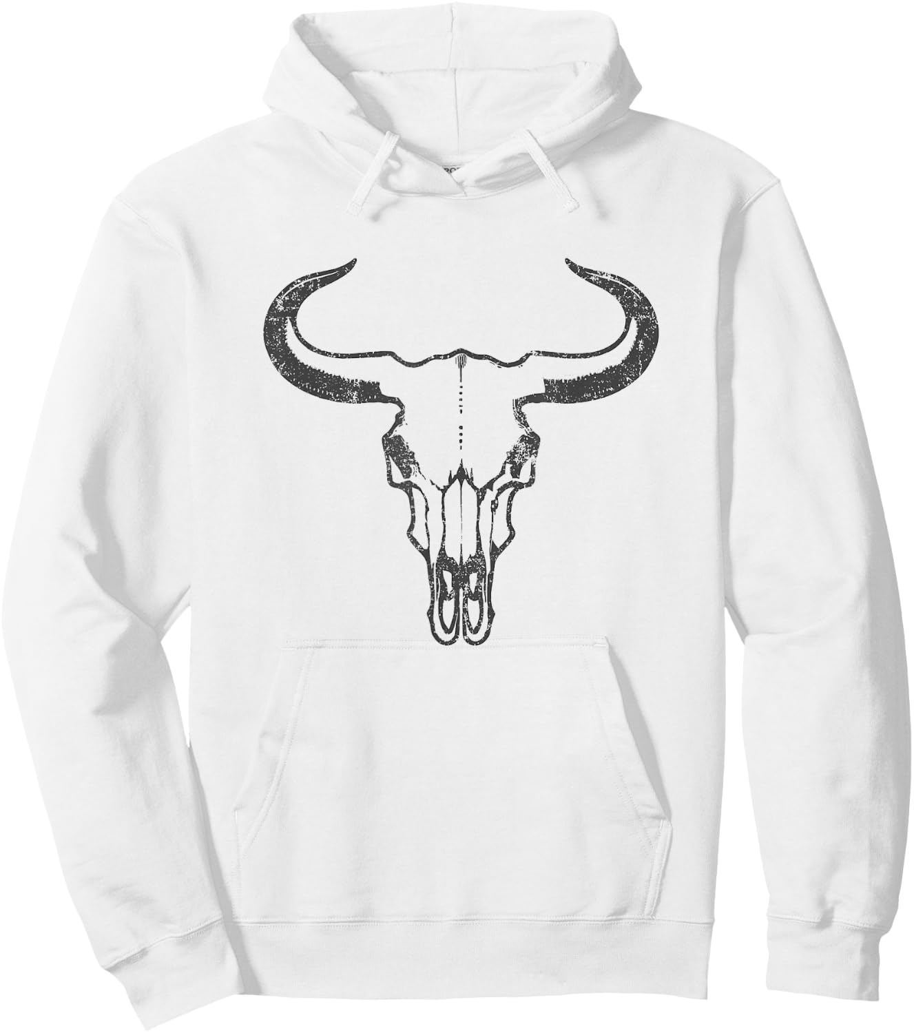Western Country Graphic Animal Men Women Vintage Cow Skull Hoodie - Hoodie | White