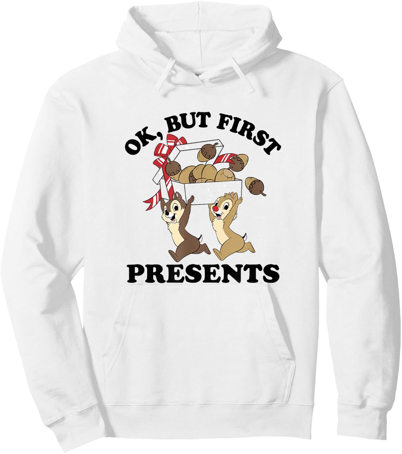 Disney Christmas Chip & Dale Ok But First Presents Hoodie - Hoodie | White