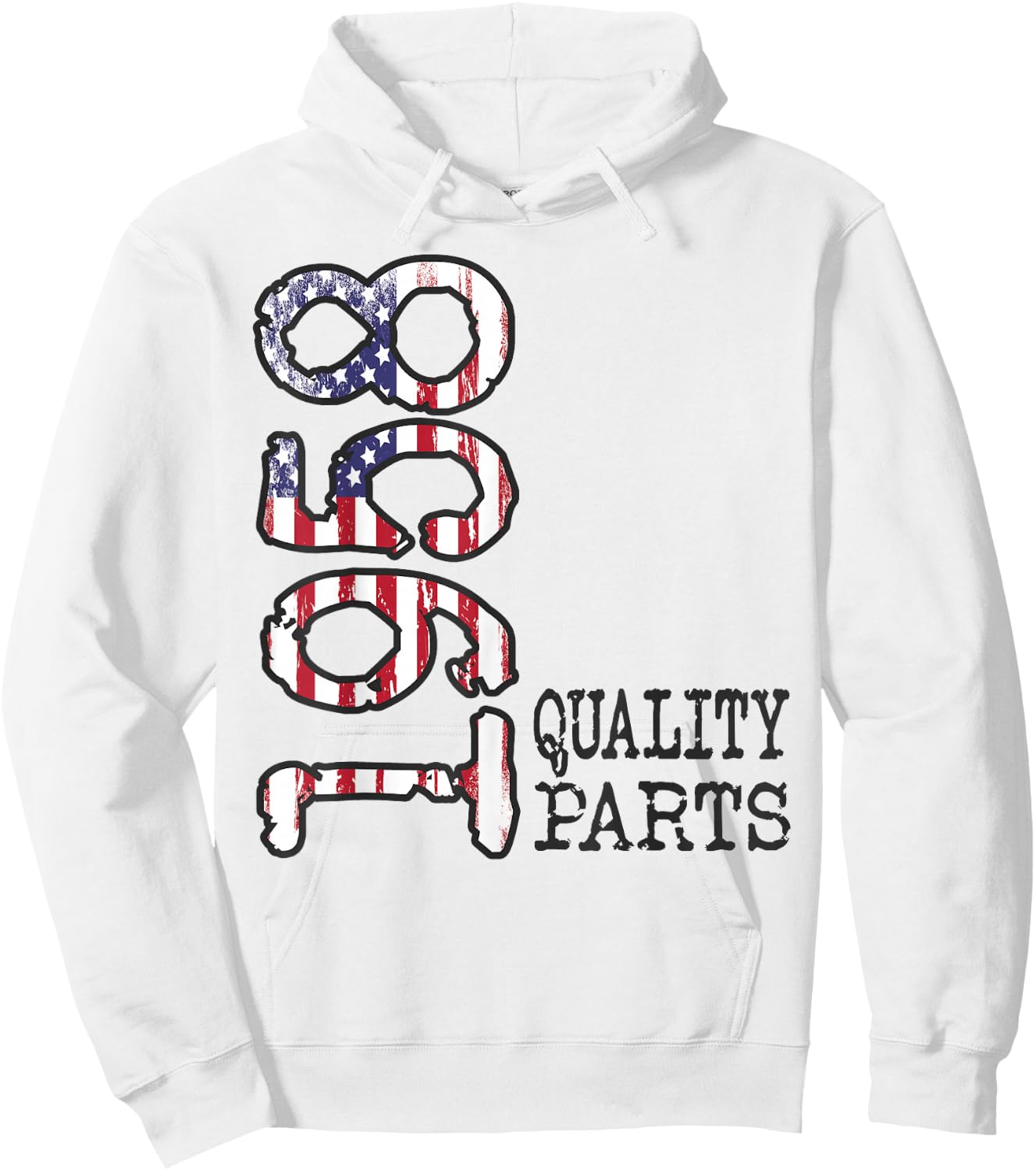 1958 Quality Parts, Bold Vintage Flag 1958 Birthday Gift Hoodie - Hoodie | White