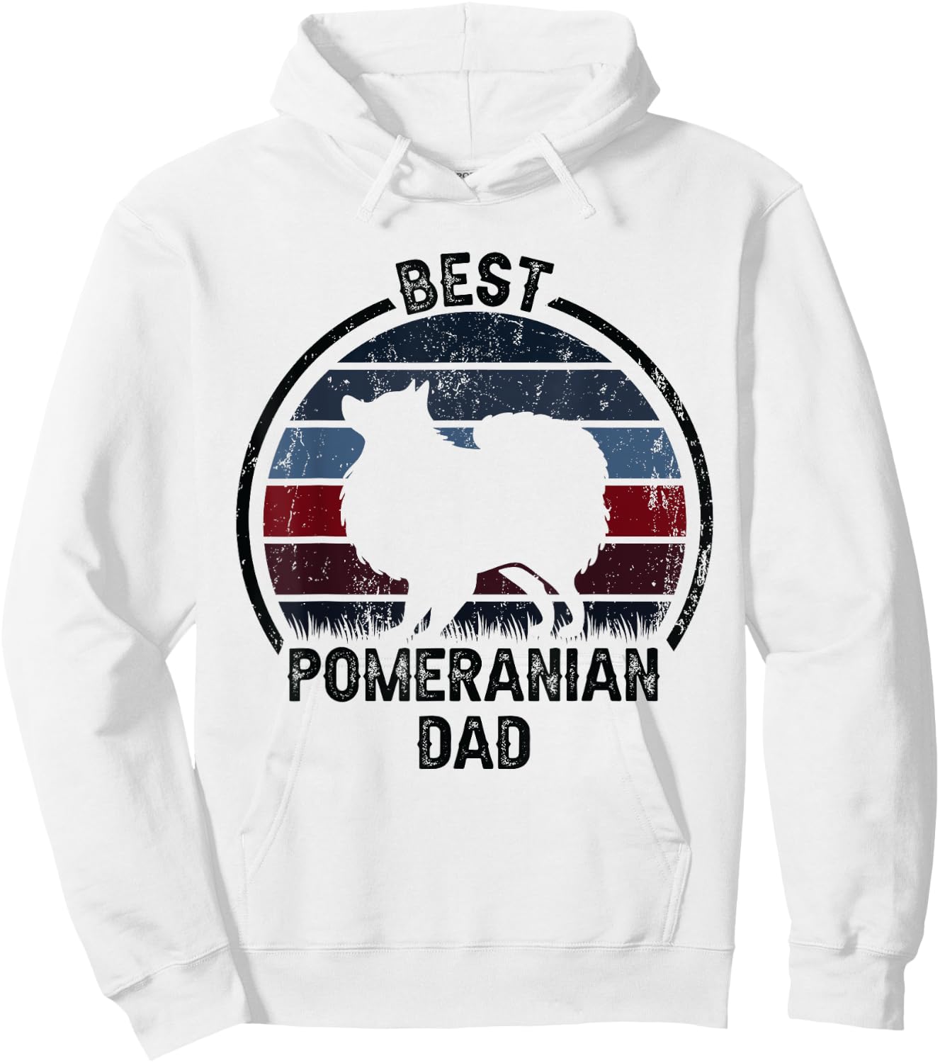Best Dog Father Dad - Vintage Pom Pomeranian Hoodie - Hoodie | White