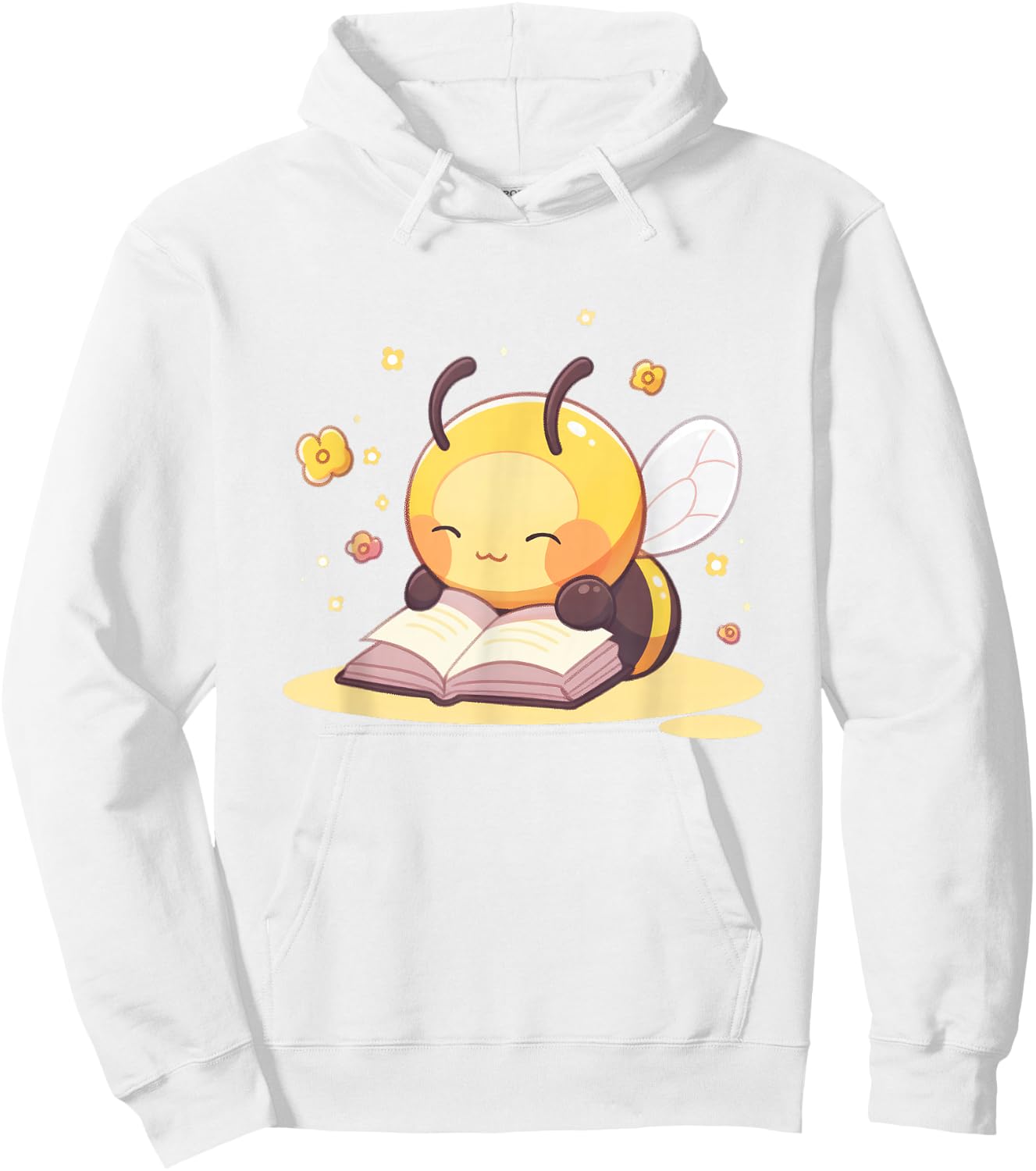 Cute Bee Reading Book Teacher Student Reader Graphic Hoodie - Hoodie | White