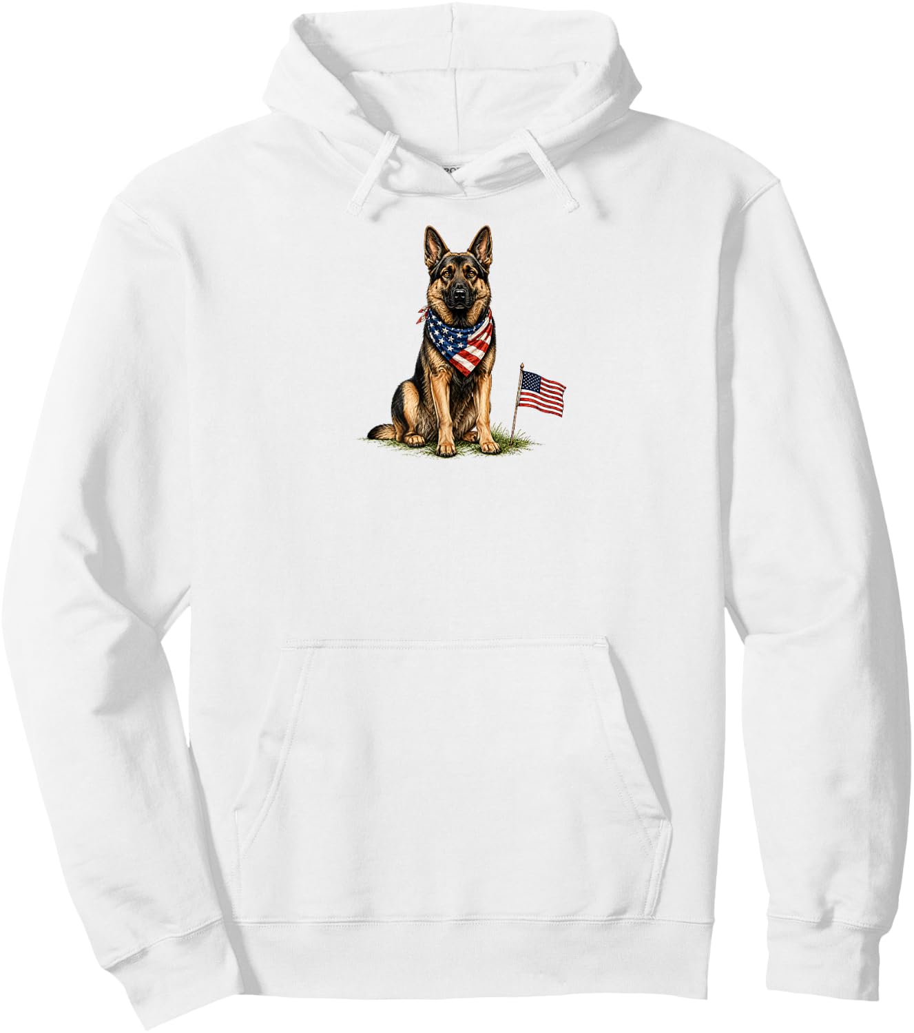 German Shepherd Dog 4th of July American USA Flag Dog Mom Hoodie - Hoodie | White