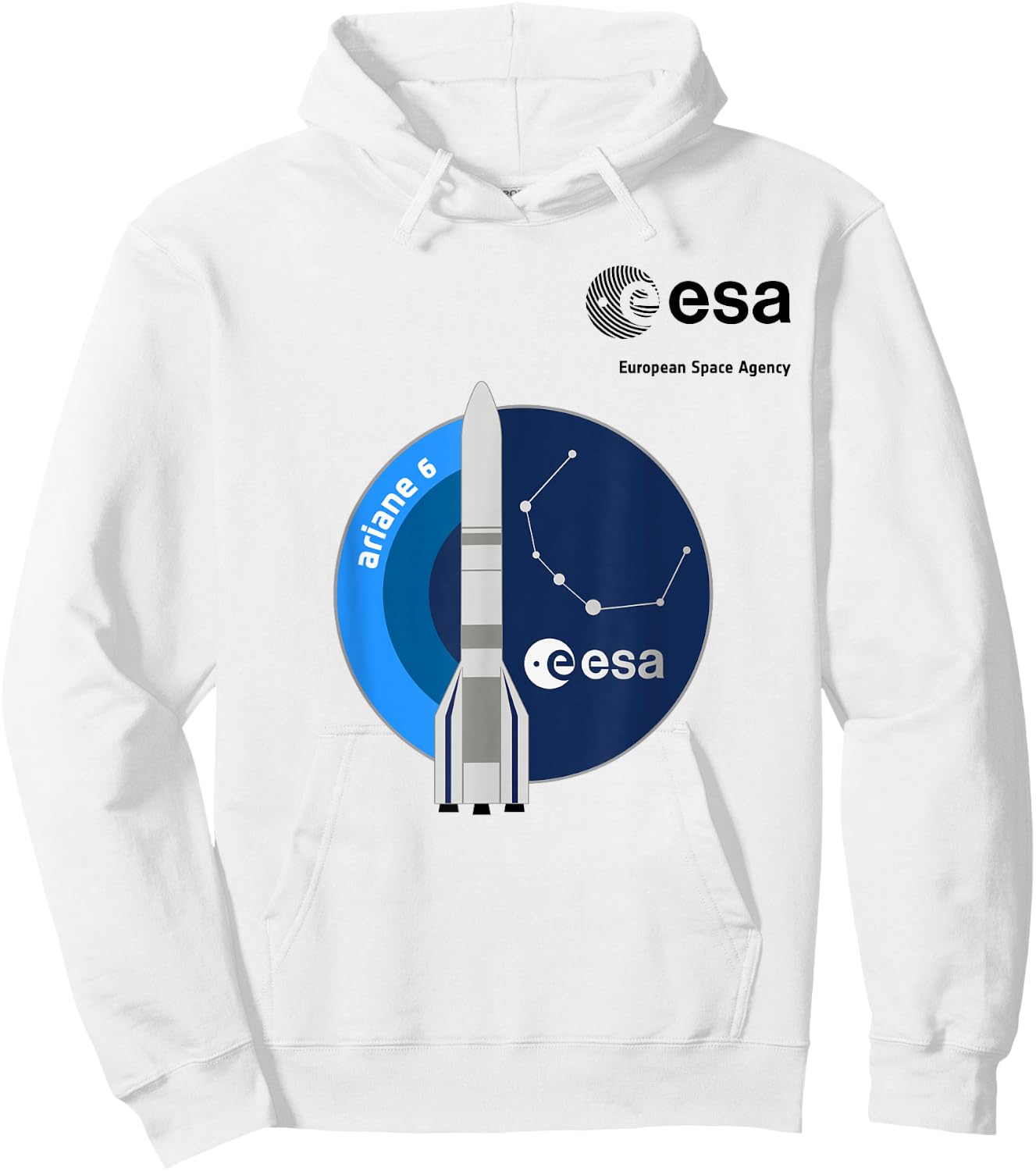 ESA European Space Agency Mission Ariane 6 Rocket Patch , grey, S Hoodie - Hoodie | White