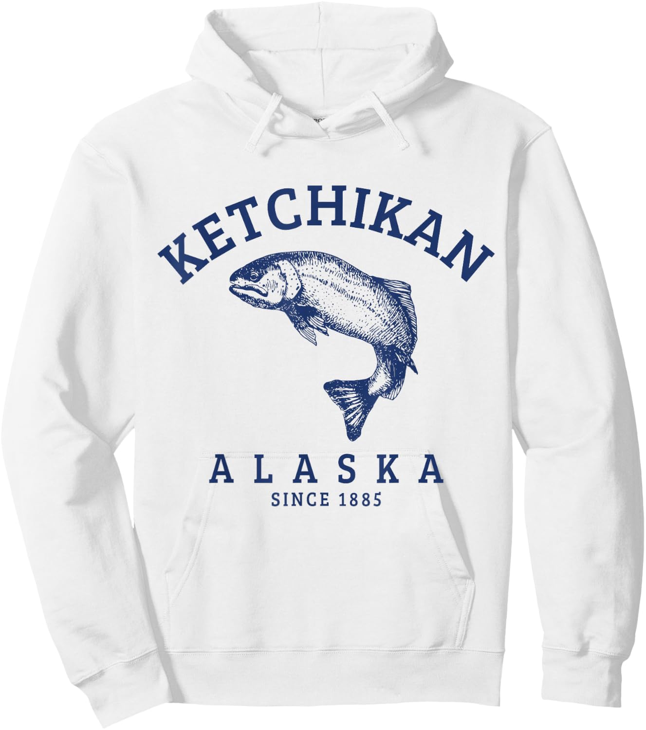 Ketchikan Alaska Vintage Trout Salmon Fishing Souvenir Hoodie - Hoodie | White