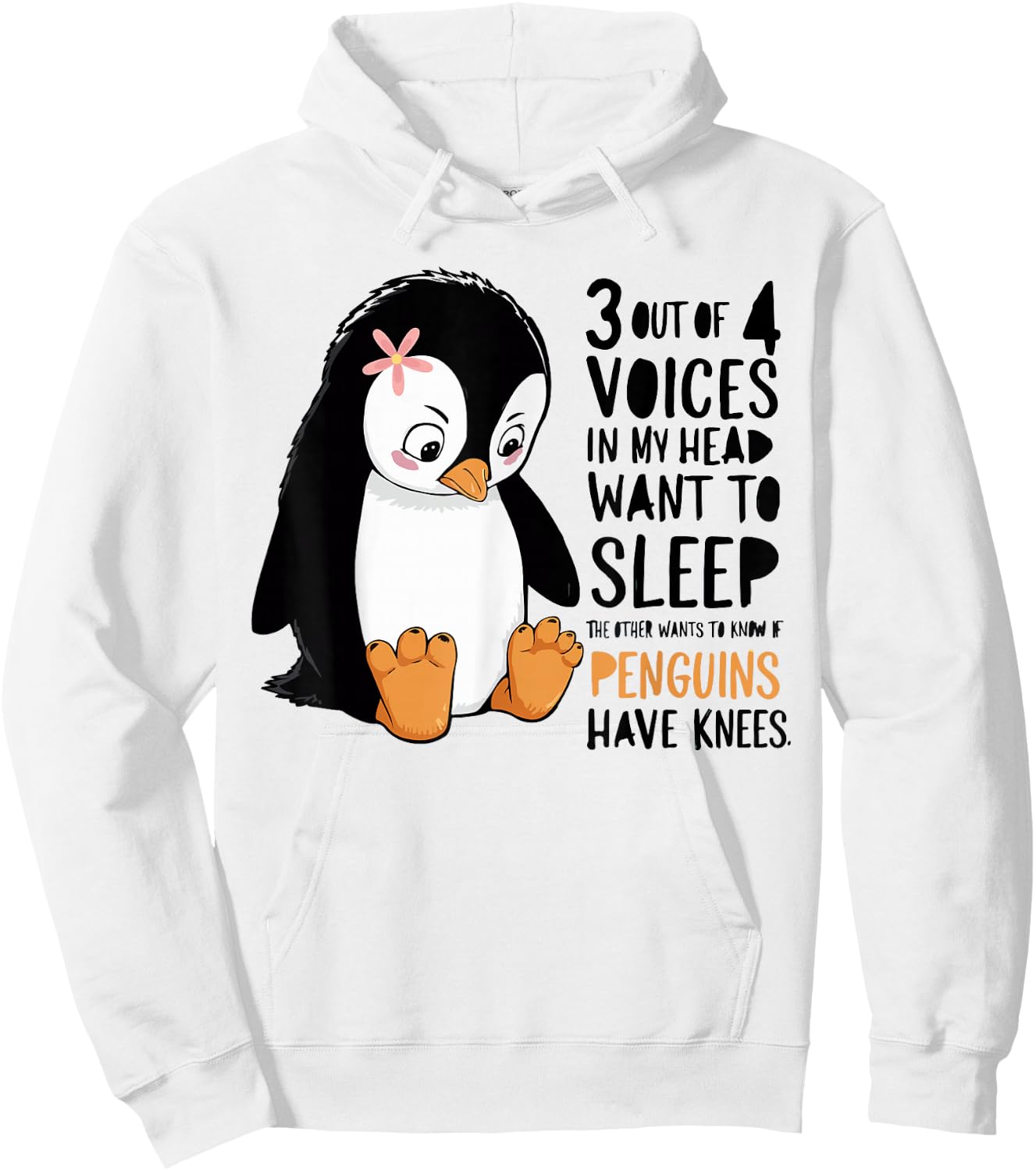 3 Out Of 4 Voices In My Head Want To Sleep Funny Saying Lazy Hoodie - Hoodie | White
