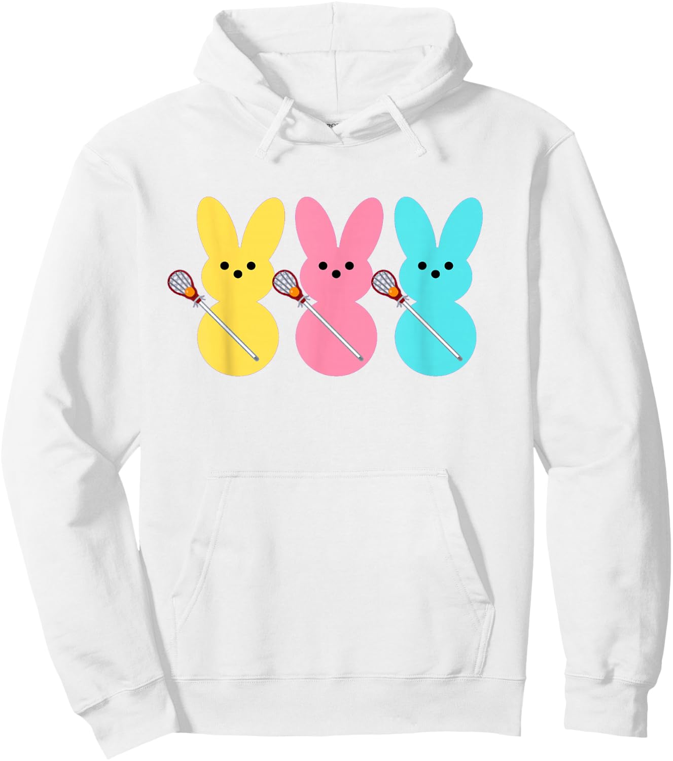 Cute Lacrosse Player Bunny Kids Boys Easter Lacrosse Hoodie - Hoodie | White