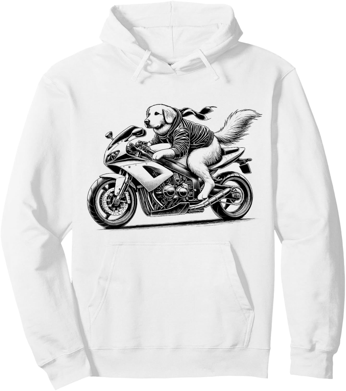 Cool Golden Retriever Riding a Motorcycle Biker Dog Lover Hoodie - Hoodie | White