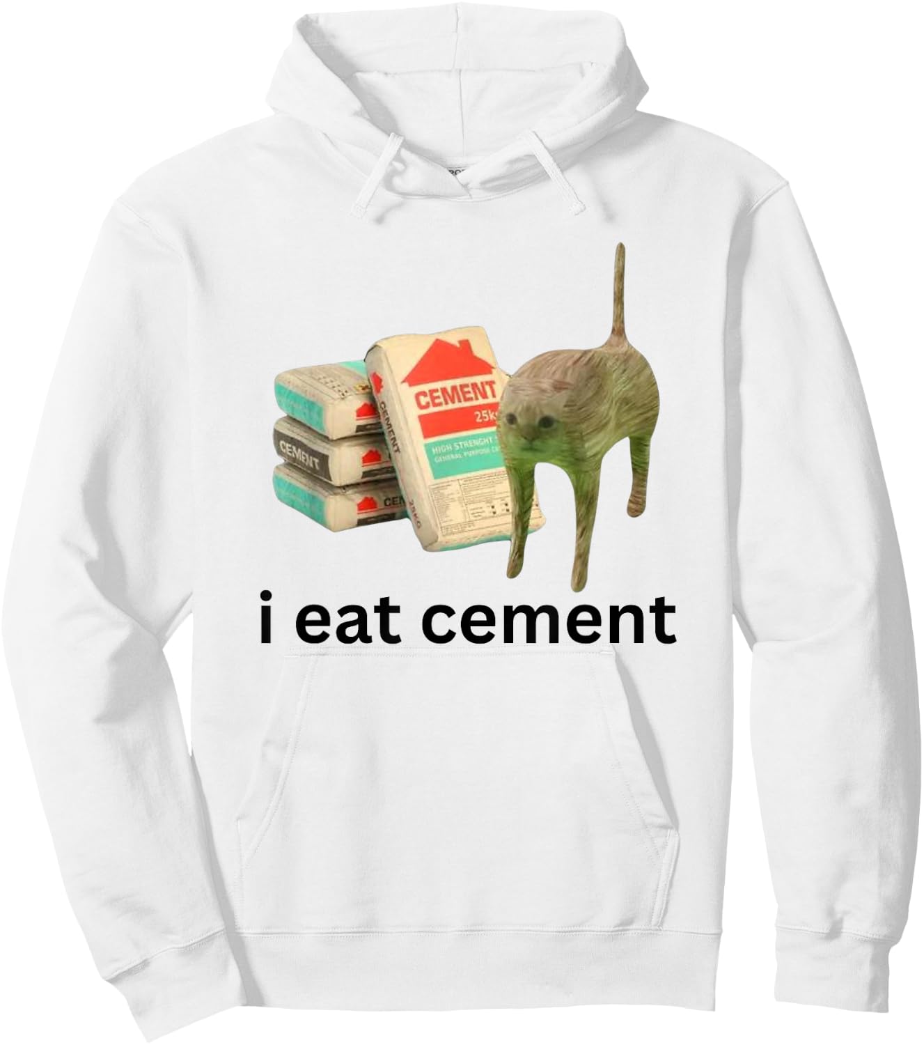 Meme Unhinged Cat Funny Cursed Cat Unhinged Hoodie - Hoodie | White