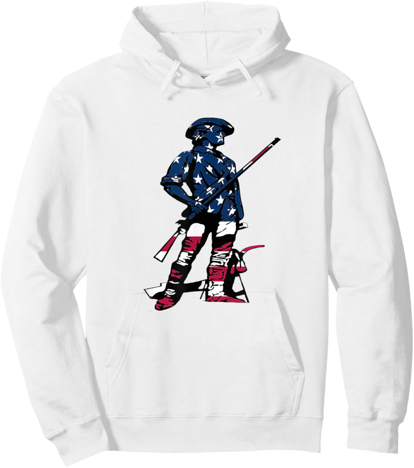 Minute Man Statue - American Flag Silhouette Hoodie - Hoodie | White