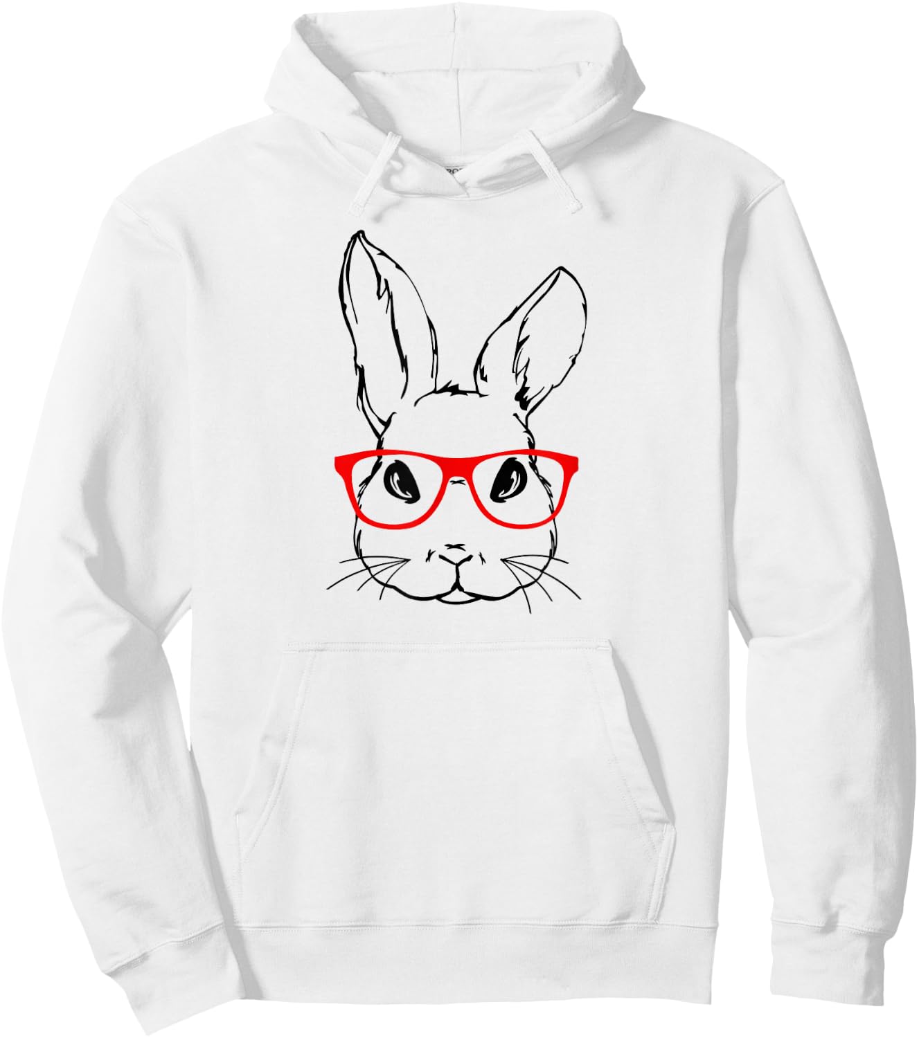 Cute Bunny Red Glasses Spring Easter Day Hoodie - Hoodie | White
