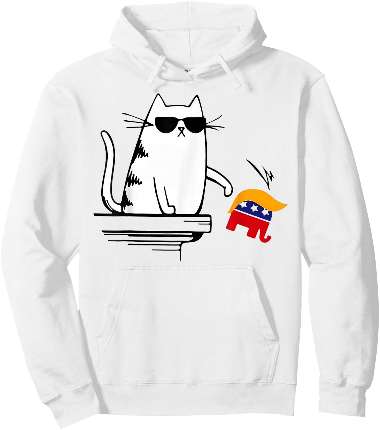 Cool Cat Harris Walz Knock Over Trump Elephant Hair Yard Hoodie - Hoodie | White