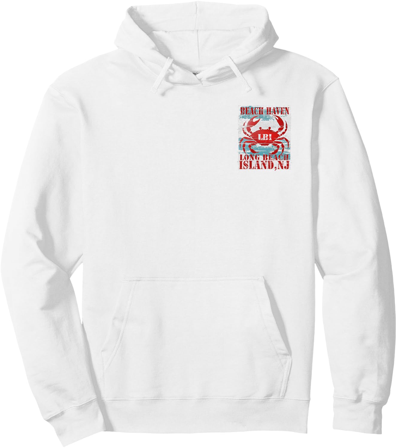 BEACH HAVEN Long Beach Island NJ Nautical Coastal Crab Hoodie - Hoodie | White
