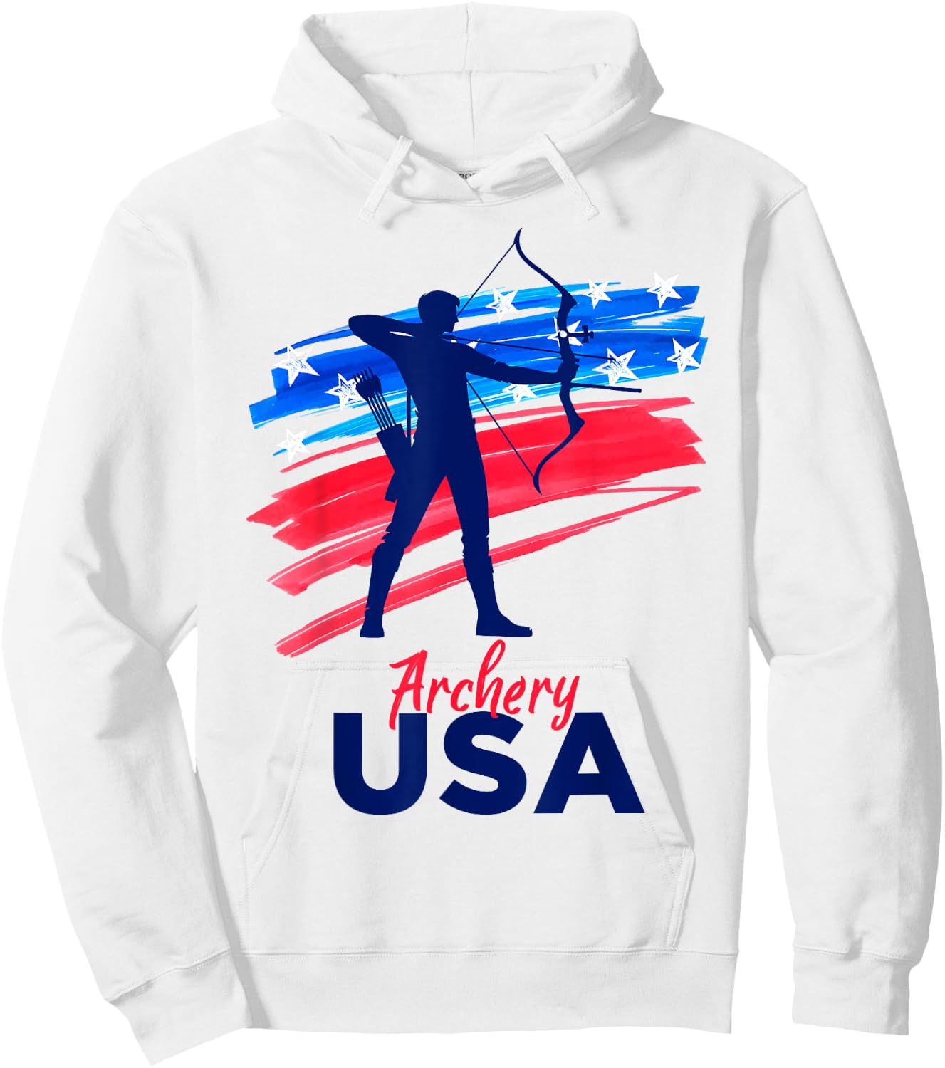 Archery Sport Archer Support Team Flag USA American Hoodie - Hoodie | White