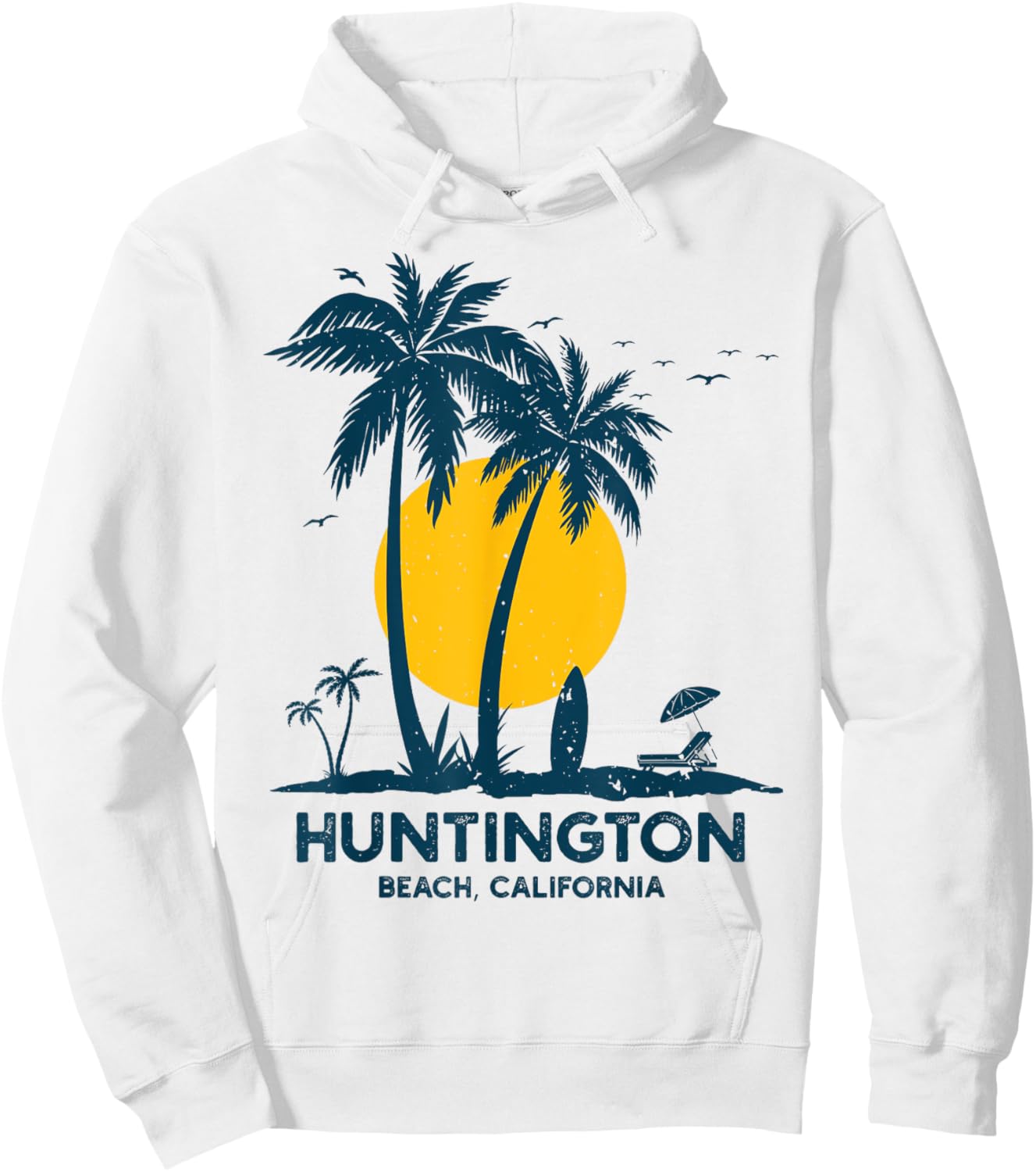 Vintage Huntington Beach California Surfing Retro Surf Hoodie - Hoodie | White