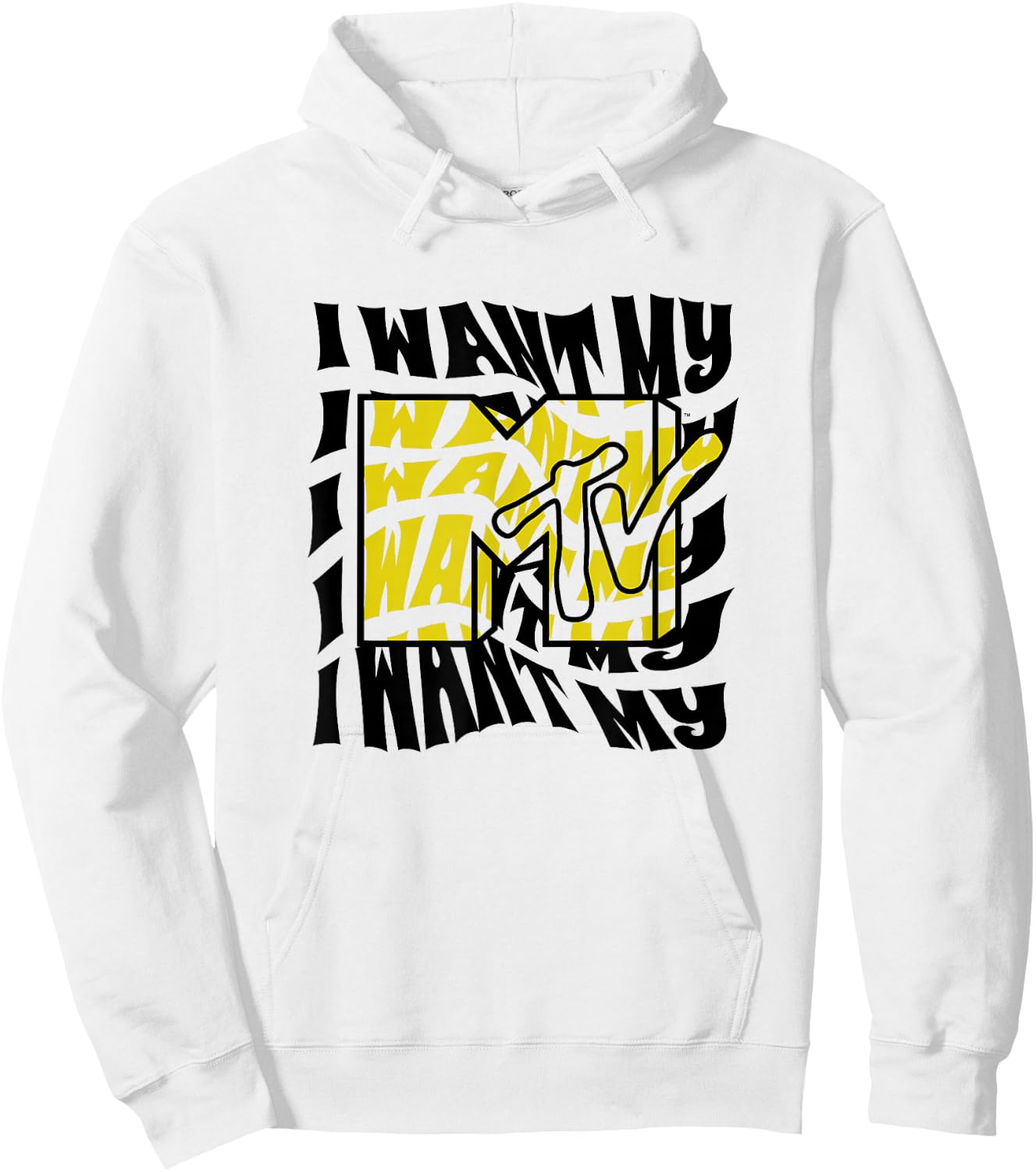MTV I Want My Wave Stack Vintage Big Chest Text Poster Hoodie - Hoodie | White