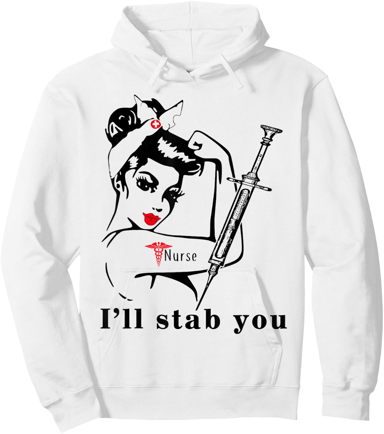 I'll Stab You Nurse Skull Hoodie - Hoodie | White