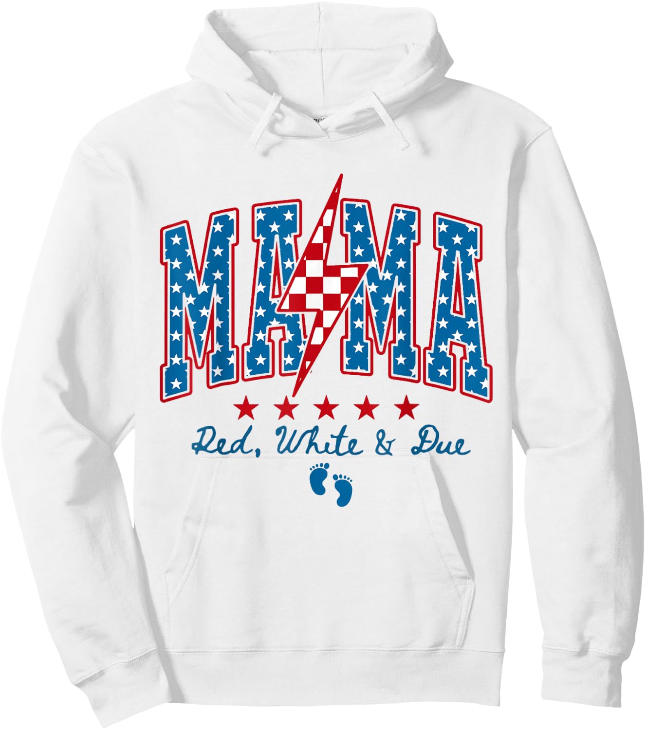 Funny Mama Red White and Due 4th of July Pregnancy Patriotic Hoodie - Hoodie | White