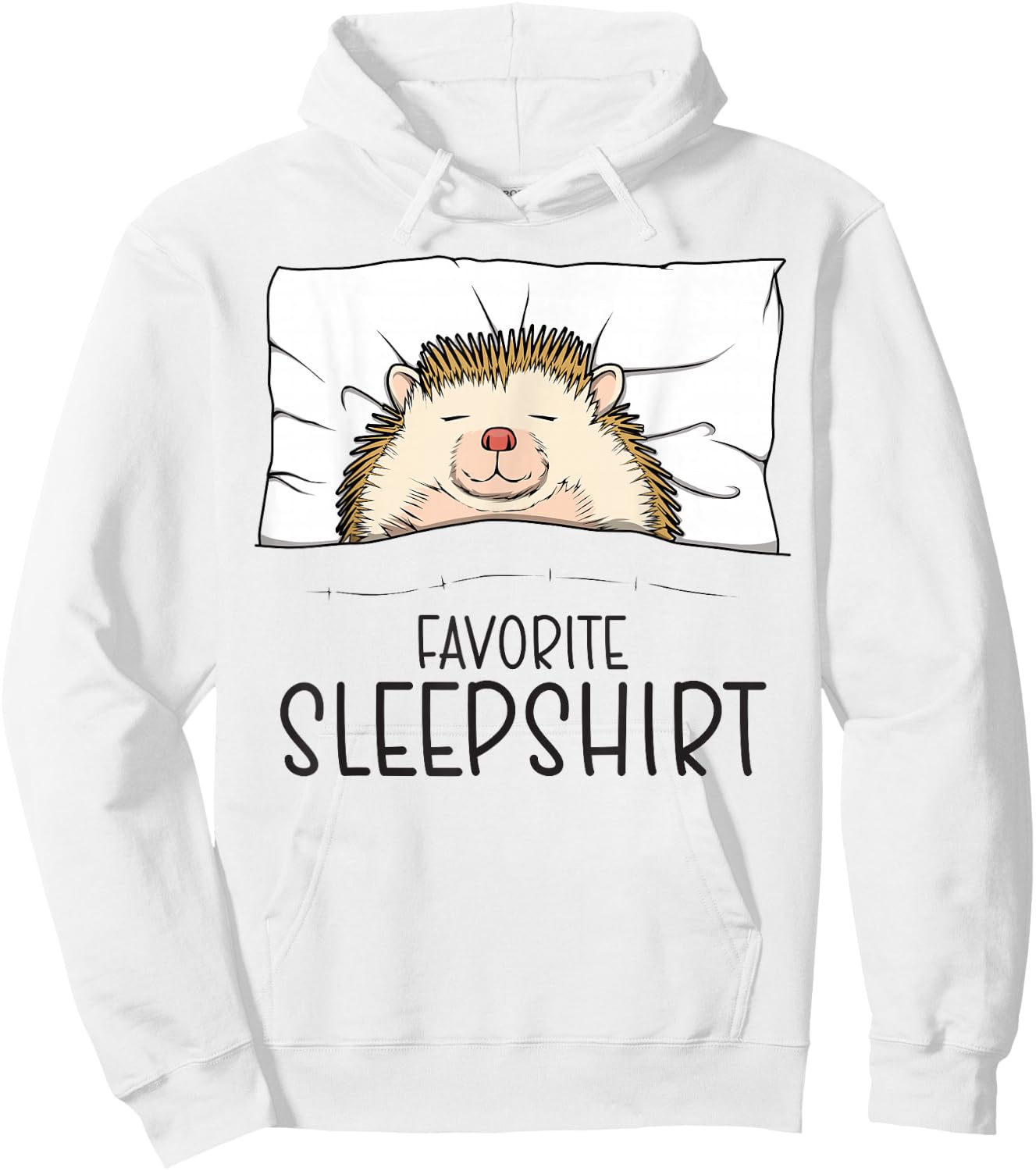 Favorite Sleepshirt, Napping Hedgehog Pajama Hoodie - Hoodie | White