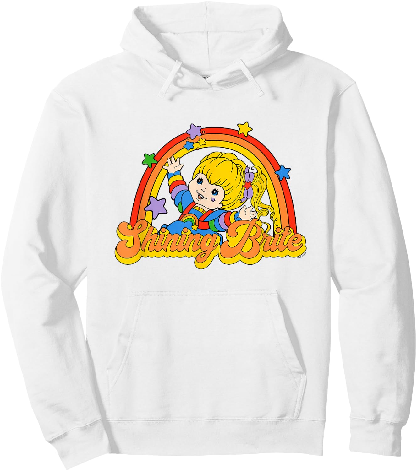 Rainbow Brite Shining Brite Girl Vintage Big Chest Logo Hoodie - Hoodie | White