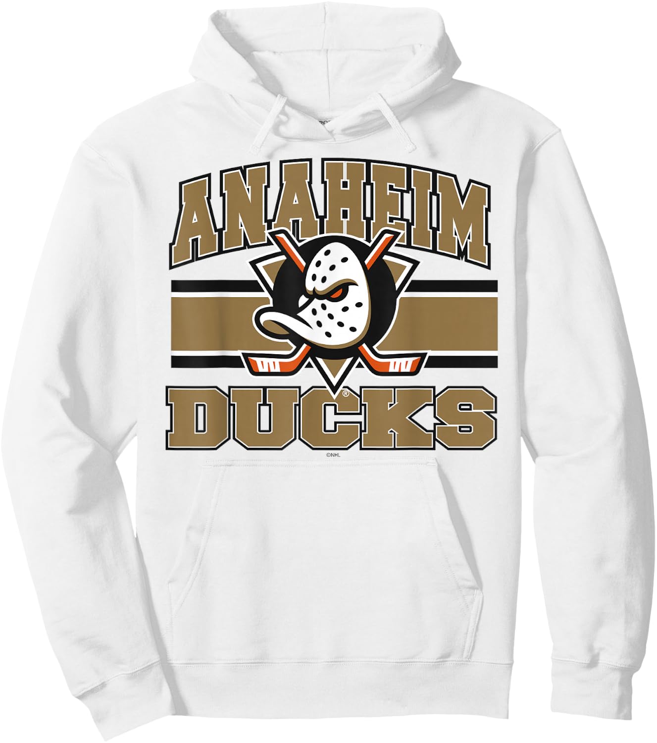 Anaheim Ducks Stripe Orange Officially Licensed Hoodie - Hoodie | White