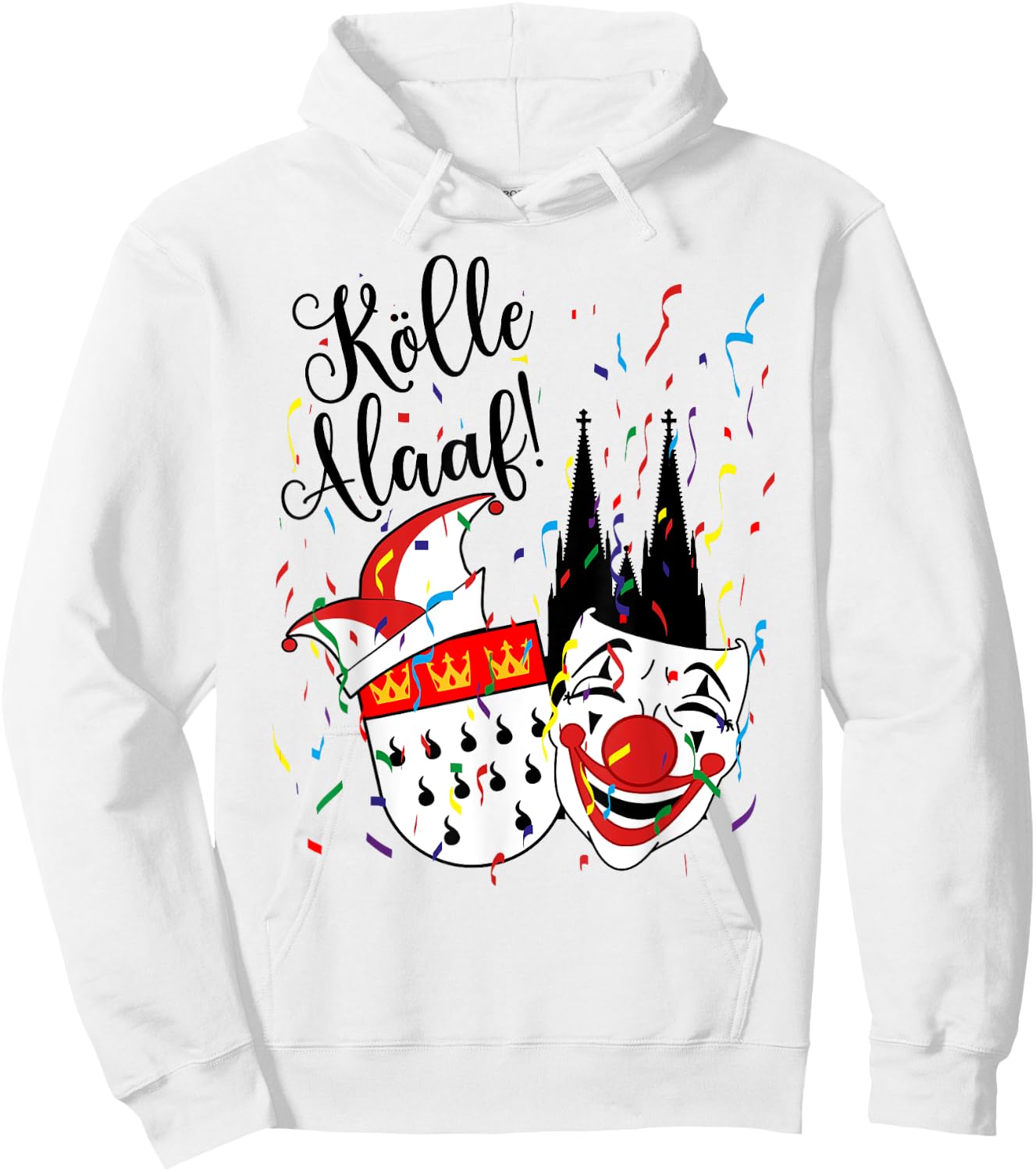 Karneval Fasching Konfetti Party Alaaf Kostüm Kölle Alaaf Confetti Carnival Parade for Adults, Children, Multicoloured, Small, Short Sleeves, Spring, 1 Count Hoodie - Hoodie | White