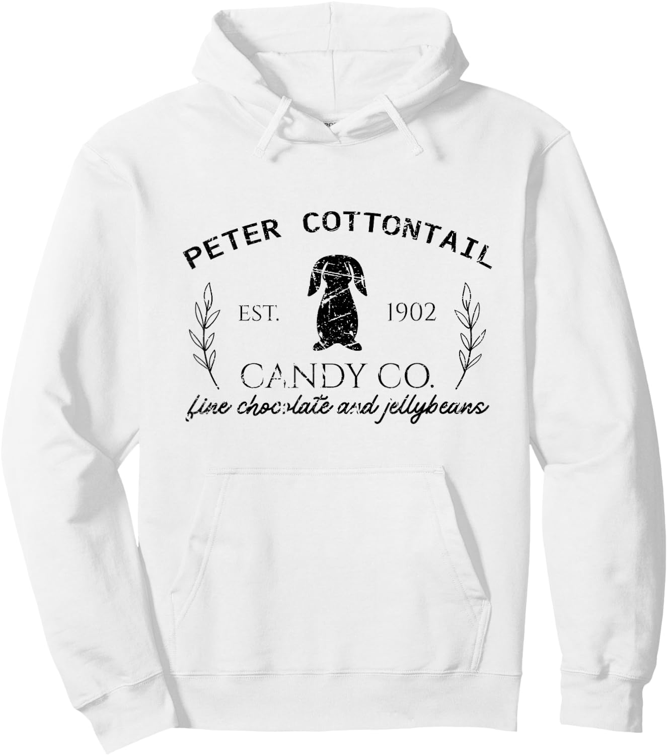 Peter Cottontail Candy Co. Vintage Fun Spring Easter Hoodie - Hoodie | White