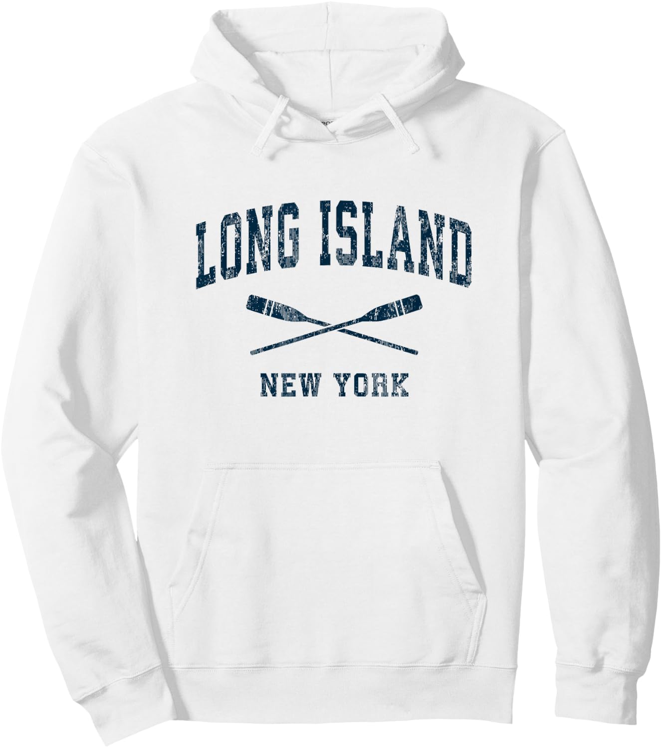 Long Island New York Vintage Nautical Paddles Sports Oars Hoodie - Hoodie | White