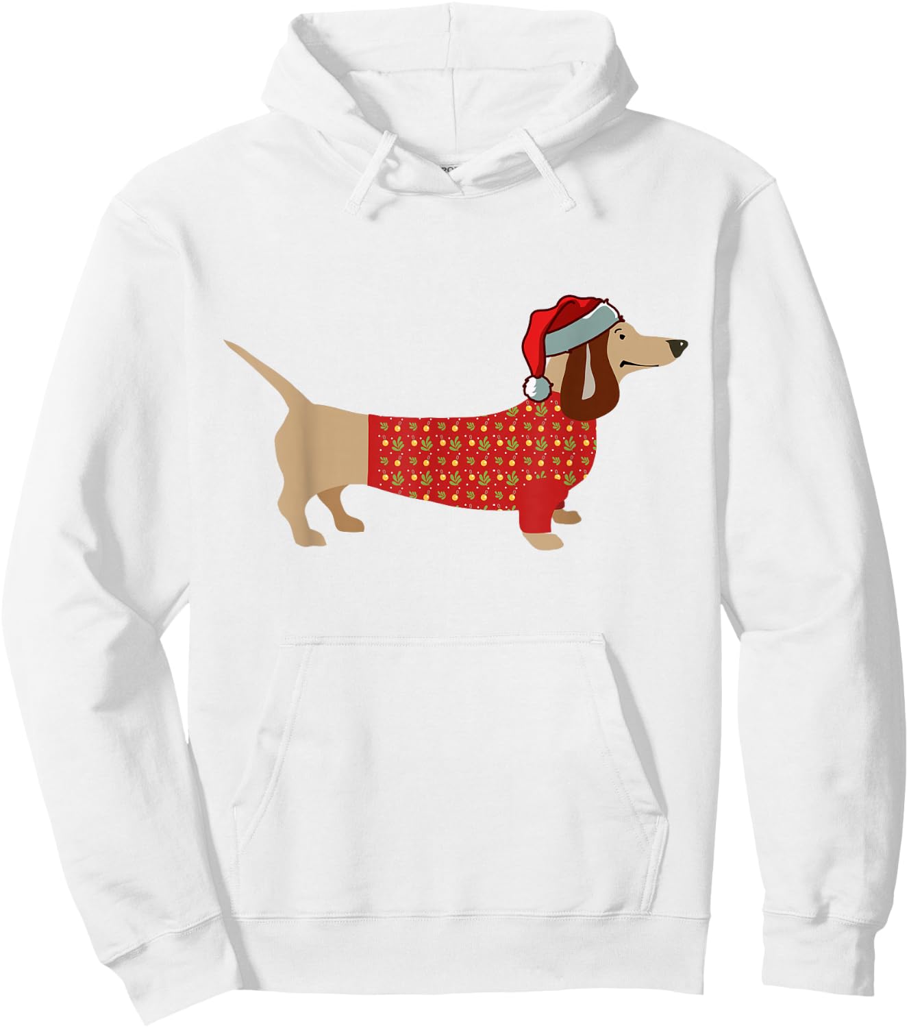 Christmas Weiner Daschund Doxie in Dog Dress Women Kids Hoodie - Hoodie | White