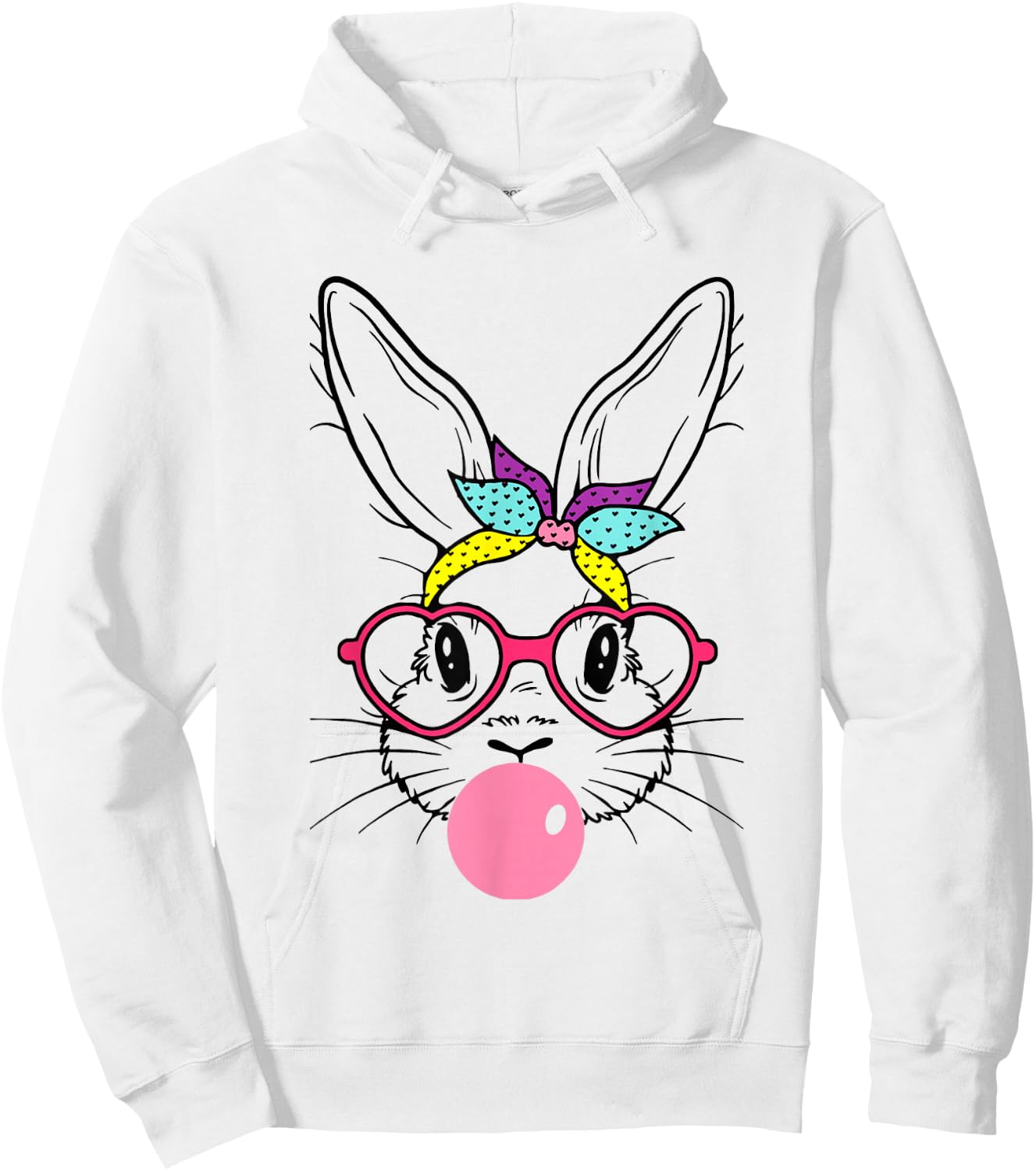 Bunny Face Bubblegum Blowing Glasses Headband Happy Easter Hoodie - Hoodie | White