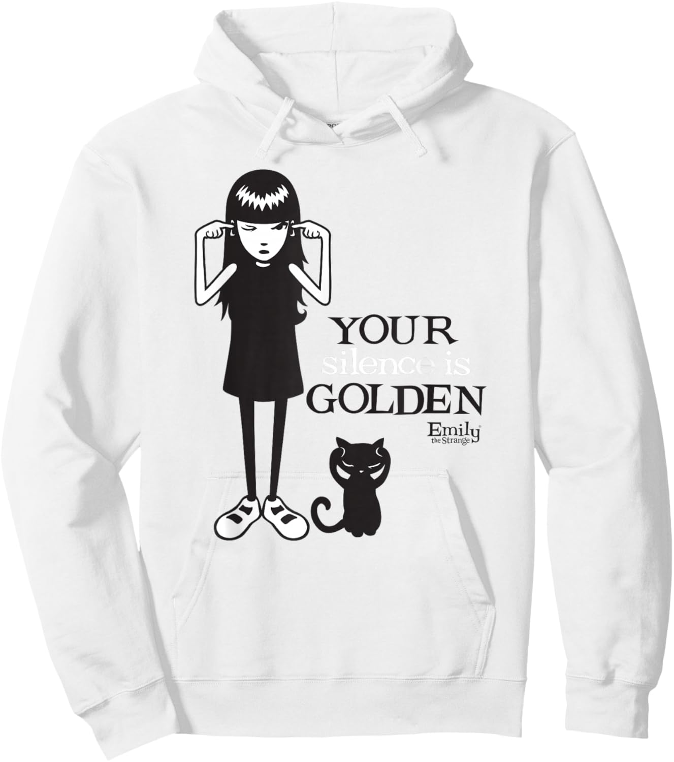 Emily The Strange Your Silence is Golden Hoodie - Hoodie | White