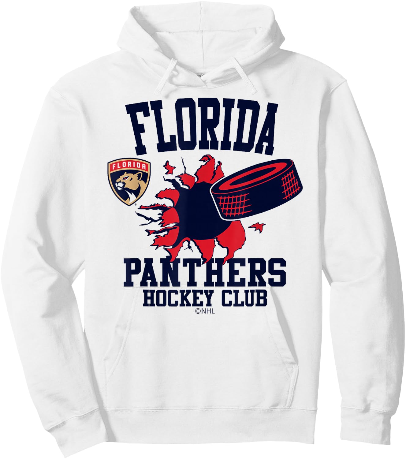 Florida Panthers Hockey Puck Burst White Officially Licensed Hoodie - Hoodie | White